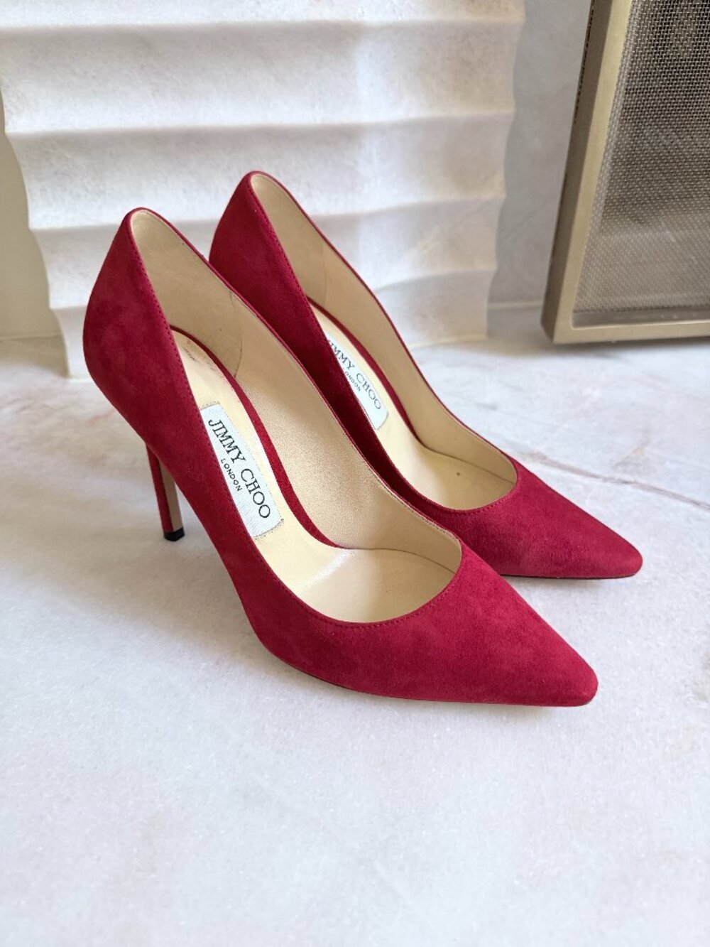 Jimmy Choo Romy 100 Red Suede Pumps